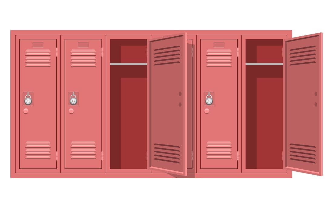 Lockers in school hall